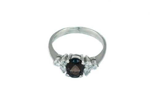 Серебряное кольцо с аметистом и фианитами 41522 купить в магазине Самоцветы мира