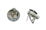 Серьги из серебра с раухтопазом и фианитами круг 15 мм 41533