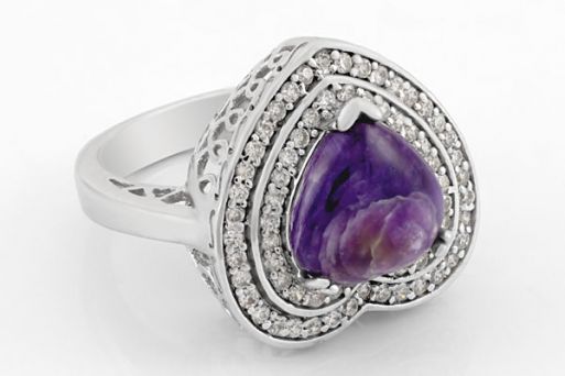 Серебряное кольцо с чароитом 41930 купить в магазине Самоцветы мира