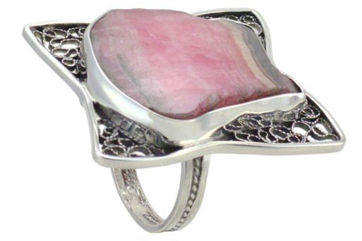 Серебряное кольцо с родохрозитом 42001 купить в магазине Самоцветы мира