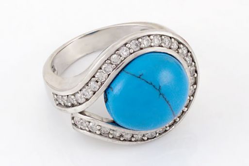Серебряное кольцо с бирюзой 42444 купить в магазине Самоцветы мира