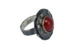 Кольцо из серебра с кораллом красным круг 10 мм 42512