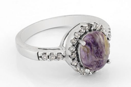 Серебряное кольцо с чароитом 42544 купить в магазине Самоцветы мира