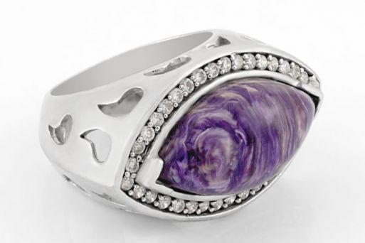 Серебряное кольцо с чароитом 42572 купить в магазине Самоцветы мира