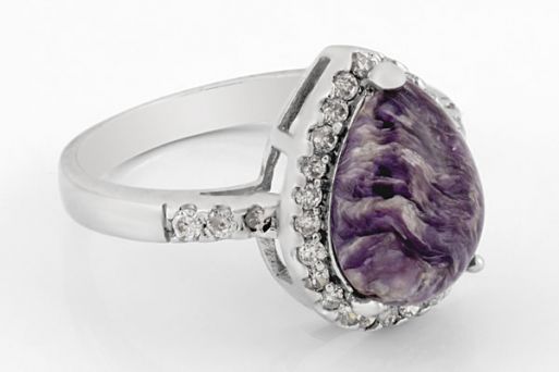 Серебряное кольцо с чароитом 42850 купить в магазине Самоцветы мира
