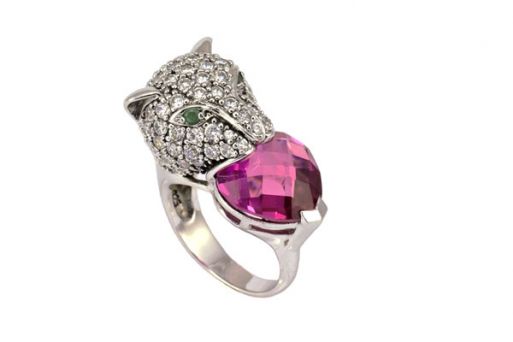 Серебряное кольцо с рубином синтетическим 43505 купить в магазине Самоцветы мира