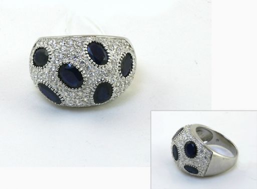 Серебряное кольцо с сапфиром 43572 купить в магазине Самоцветы мира