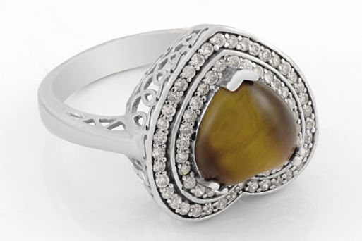 Серебряное кольцо с тигровым глазом 43611 купить в магазине Самоцветы мира