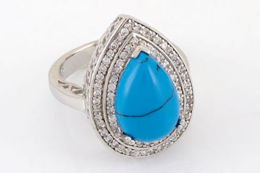 Серебряное кольцо с бирюзой 43624 купить в магазине Самоцветы мира