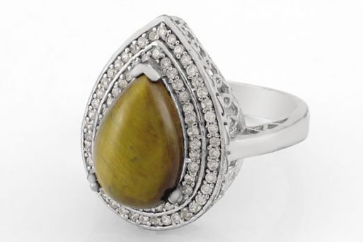 Серебряное кольцо с тигровым глазом 43626 купить в магазине Самоцветы мира