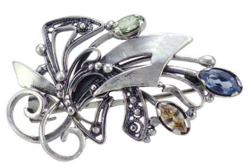 Серебряную брошь с Кристаллами Swarovski 45842 купить в магазине Самоцветы мира