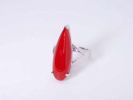 Серебряное кольцо с кораллом 46464 купить в магазине Самоцветы мира