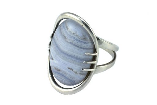 Серебряное кольцо с голубым агатом 46490 купить в магазине Самоцветы мира