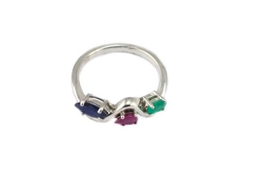 Серебряное кольцо с изумрудом, рубином, сапфиром 47366 купить в магазине Самоцветы мира