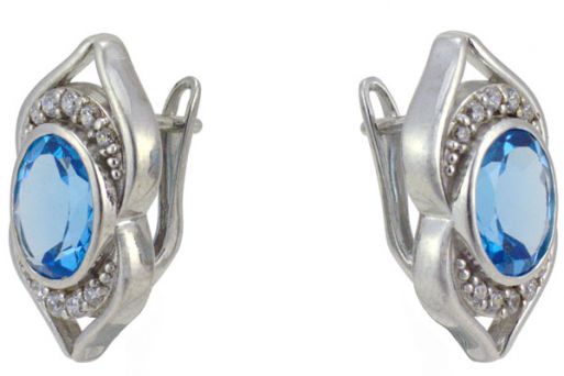 Серебряное кольцо с топазом и фианитами 47497 купить в магазине Самоцветы мира