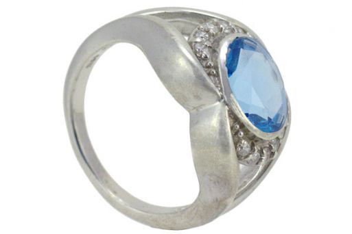 Серебряное кольцо с топазом и фианитами 47498 купить в магазине Самоцветы мира