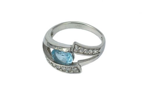 Серебряное кольцо с топазом и фианитами 47543 купить в магазине Самоцветы мира