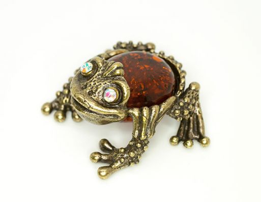 Сувенир янтарь лягушка жаба 304 ― Самоцветы мира