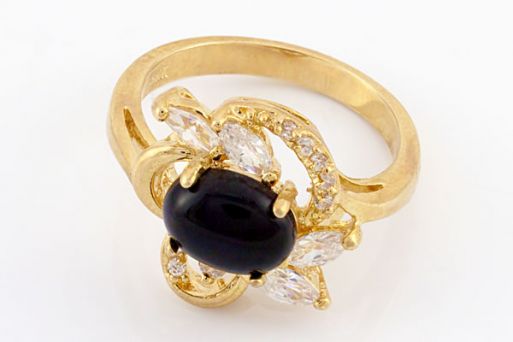 позолоченное кольцо с агатом 47821 купить в магазине Самоцветы мира