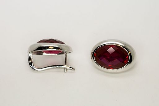 Серебряные серьги с рубином синтетическим 48191 купить в магазине Самоцветы мира