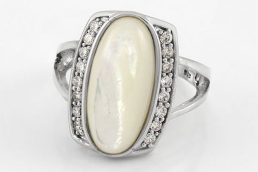 Серебряное кольцо с перламутром 48321 купить в магазине Самоцветы мира