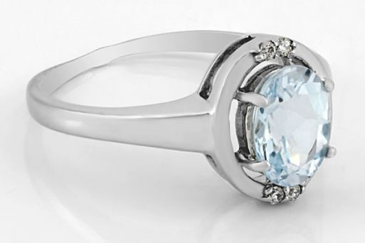 Серебряное кольцо с топазом и фианитами 48687 купить в магазине Самоцветы мира
