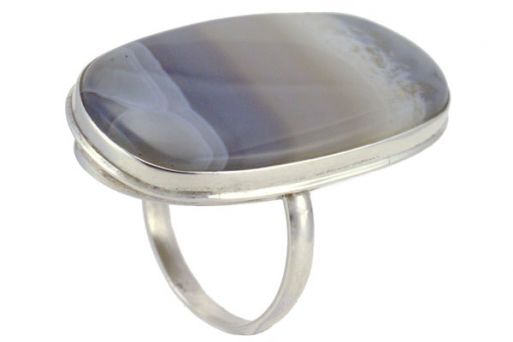 Серебряное кольцо с природным агатом 48927 купить в магазине Самоцветы мира