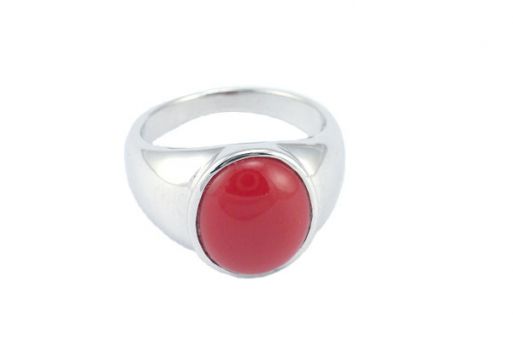 Серебряное кольцо с кораллом 49010 купить в магазине Самоцветы мира
