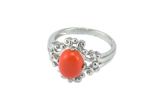 Серебряное кольцо с кораллом 49017 купить в магазине Самоцветы мира
