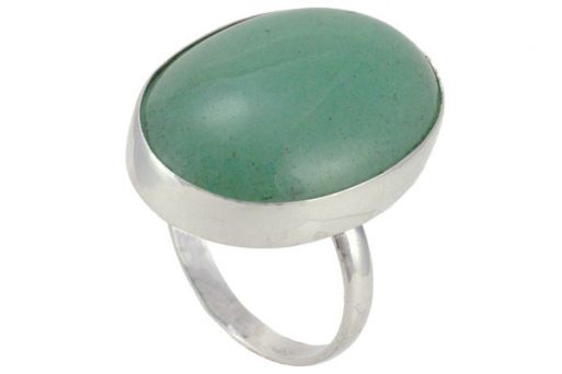 Серебряное кольцо с натуральным зелёным авантюрином 50348 купить в магазине Самоцветы мира
