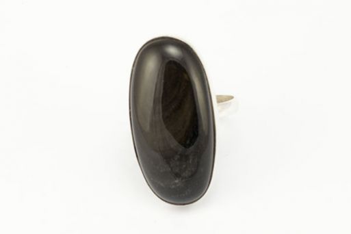 Серебряное кольцо с обсидианом 50411 купить в магазине Самоцветы мира