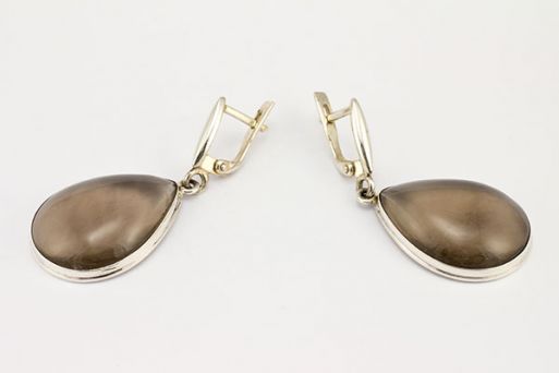 Серебряные серьги с раухтопазом 50415 купить в магазине Самоцветы мира