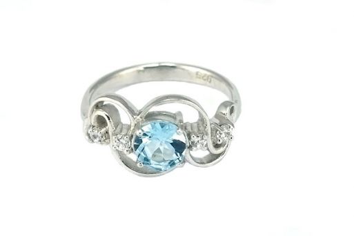 Серебряное кольцо с топазом и фианитами 50481 купить в магазине Самоцветы мира