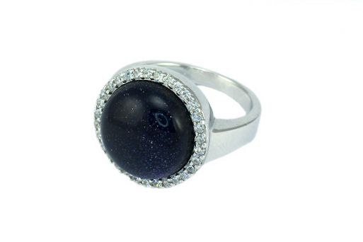 Серебряное кольцо с фиолетовым авантюрином и фианитами 50540 купить в магазине Самоцветы мира