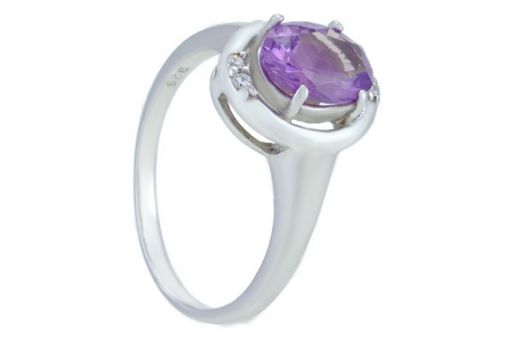 Серебряное кольцо с александритом и фианитами 51028 купить в магазине Самоцветы мира