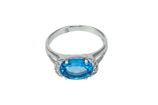 Серебряное кольцо с топазом и фианитами 51066 купить в магазине Самоцветы мира