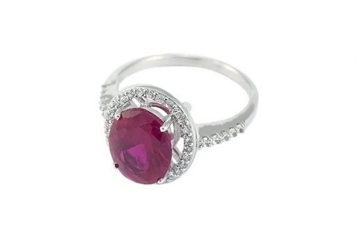 Серебряное кольцо с синтетическим рубином 51172 купить в магазине Самоцветы мира