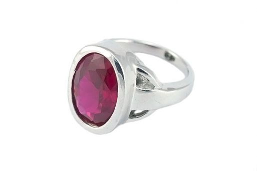 Серебряное кольцо с синтетическим рубином 51210 купить в магазине Самоцветы мира
