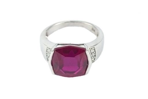 Серебряное кольцо с синтетическим рубином 51281 купить в магазине Самоцветы мира