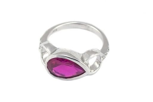 Серебряное кольцо с синтетическим рубином 51304 купить в магазине Самоцветы мира