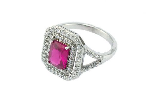 Серебряное кольцо с синтетическим рубином 51522 купить в магазине Самоцветы мира