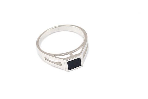 Серебряное кольцо с черным агатом 51670 купить в магазине Самоцветы мира