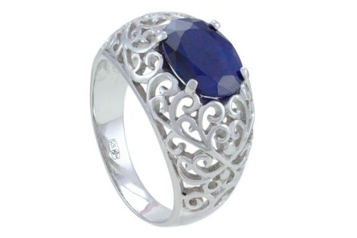 Серебряное кольцо с сапфиром 51755 купить в магазине Самоцветы мира