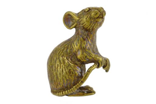 Фигурка из бронзы «Мышка держит хвост».