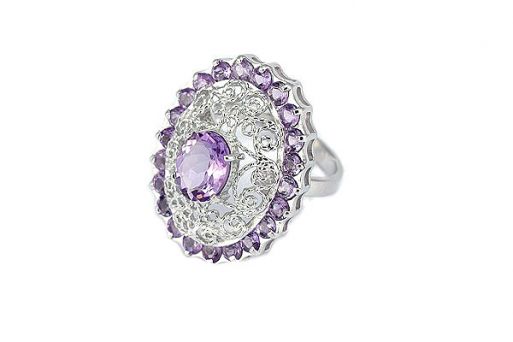 Серебряное кольцо с аметистом 52389 купить в магазине Самоцветы мира