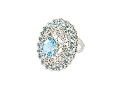 Серебряное кольцо с топазом 52481 купить в магазине Самоцветы мира