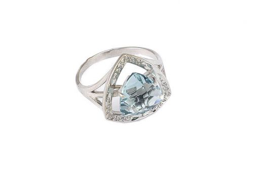Серебряное кольцо с топазом и фианитами 52520 купить в магазине Самоцветы мира