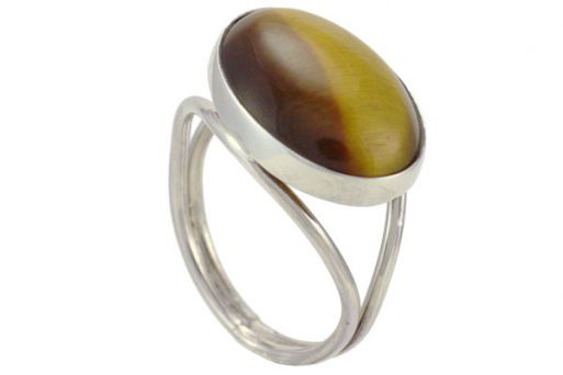 Серебряное кольцо с тигровым глазом 52716 купить в магазине Самоцветы мира
