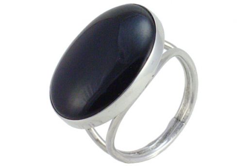 Серебряное кольцо с чёрным агатом 52757 купить в магазине Самоцветы мира