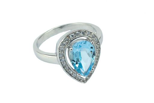 Серебряное кольцо с топазом и фианитами 52936 купить в магазине Самоцветы мира